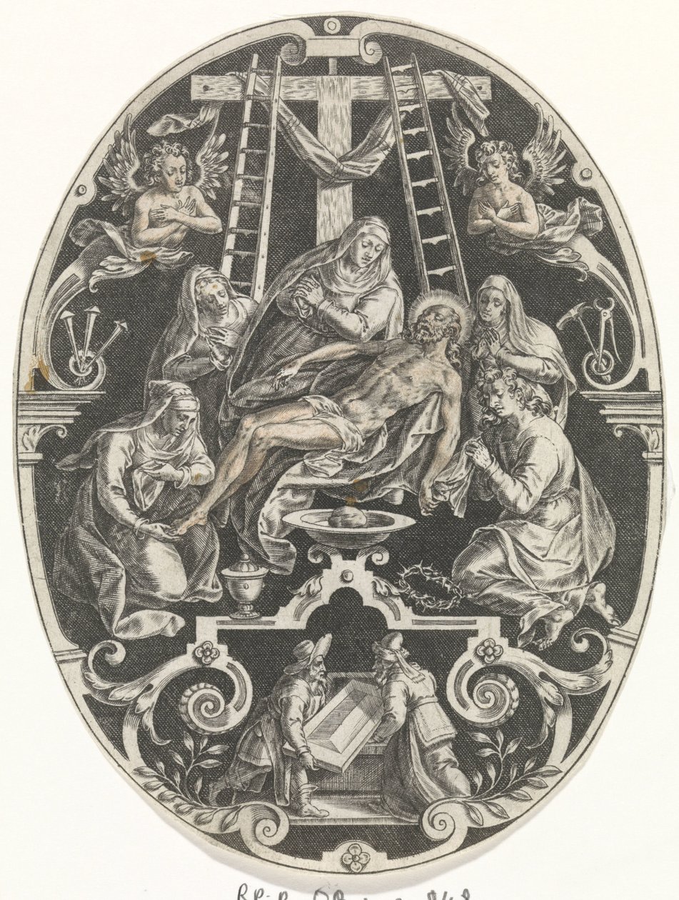 Van Christuksen välissä Passie van Christus (sarjan nimi) Kristuksen kärsimys, meidän lunastus (sarjan nimi) tekijältä Johann Sadeler (I)