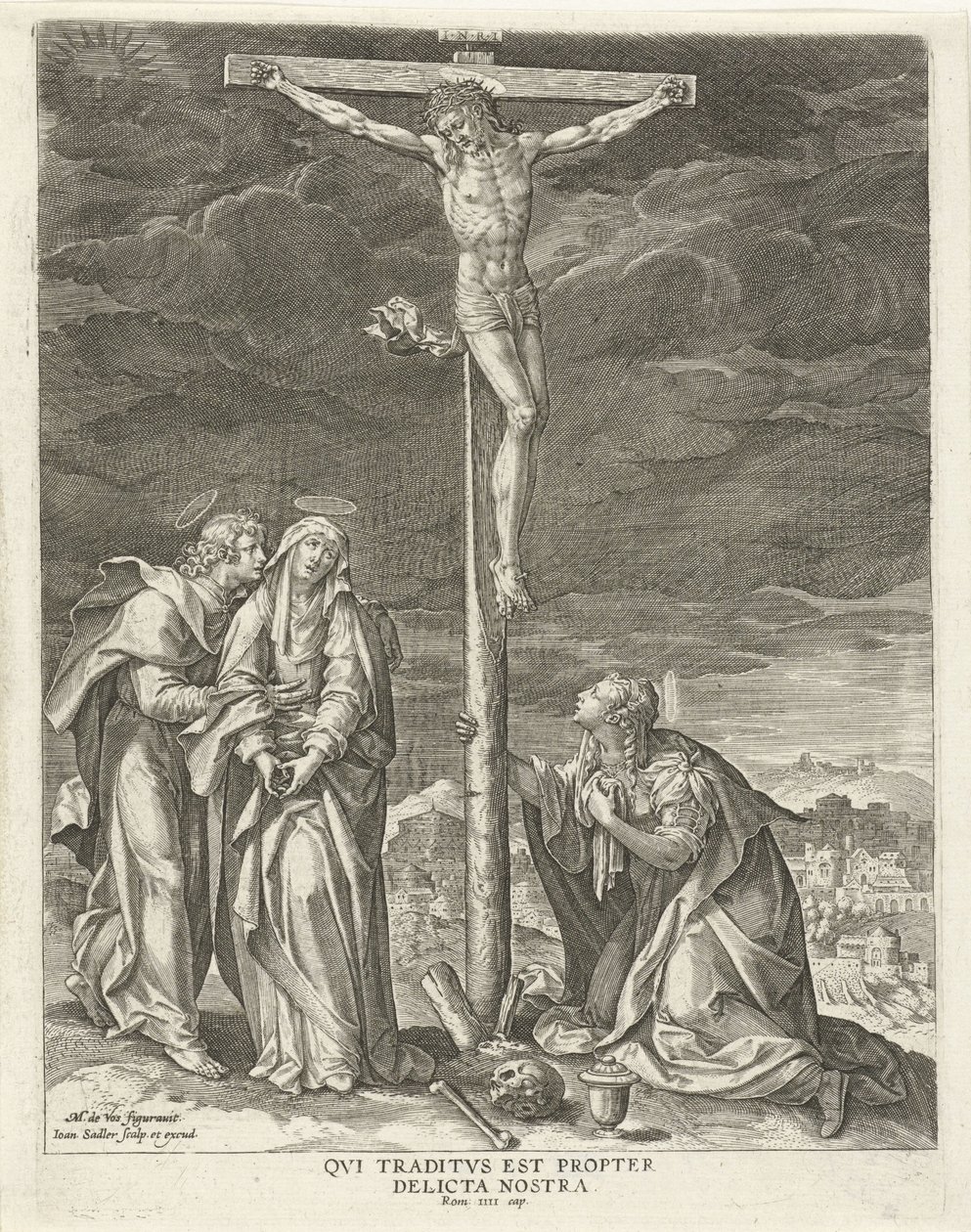 Kristus ristillä Kristuksen elämä (sarjan nimi) Evangelica Doctrinae (sarjan nimi) tekijältä Johann Sadeler (I)