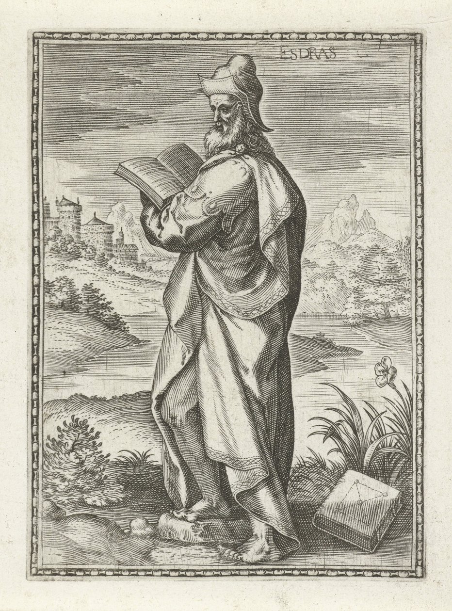 Ezra Esdras (otsikko esineessä) Vanhan testamentin hahmot (sarjan nimi) tekijältä Johann Sadeler (I)