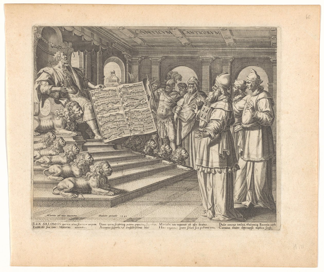 Motettipainos ja nimilehti, jossa Solomon Laulujen laulun säveltäjänä Canticum Canticorum (otsikko esineessä) Song of Solomon (sarjan nimi) tekijältä Johann Sadeler (I)