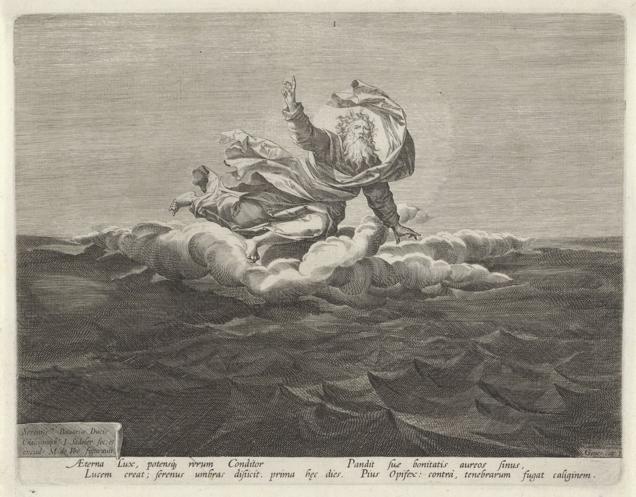 Valon ja pimeyden luominen Creation of the World (sarjan nimi) tekijältä Johann Sadeler (I)