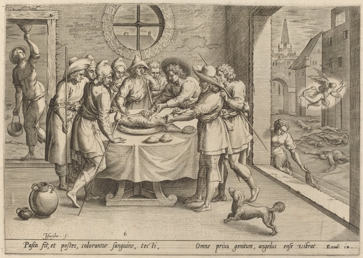 Valmistautuminen pääsiäiseen, 1585. tekijältä Johann Sadeler I