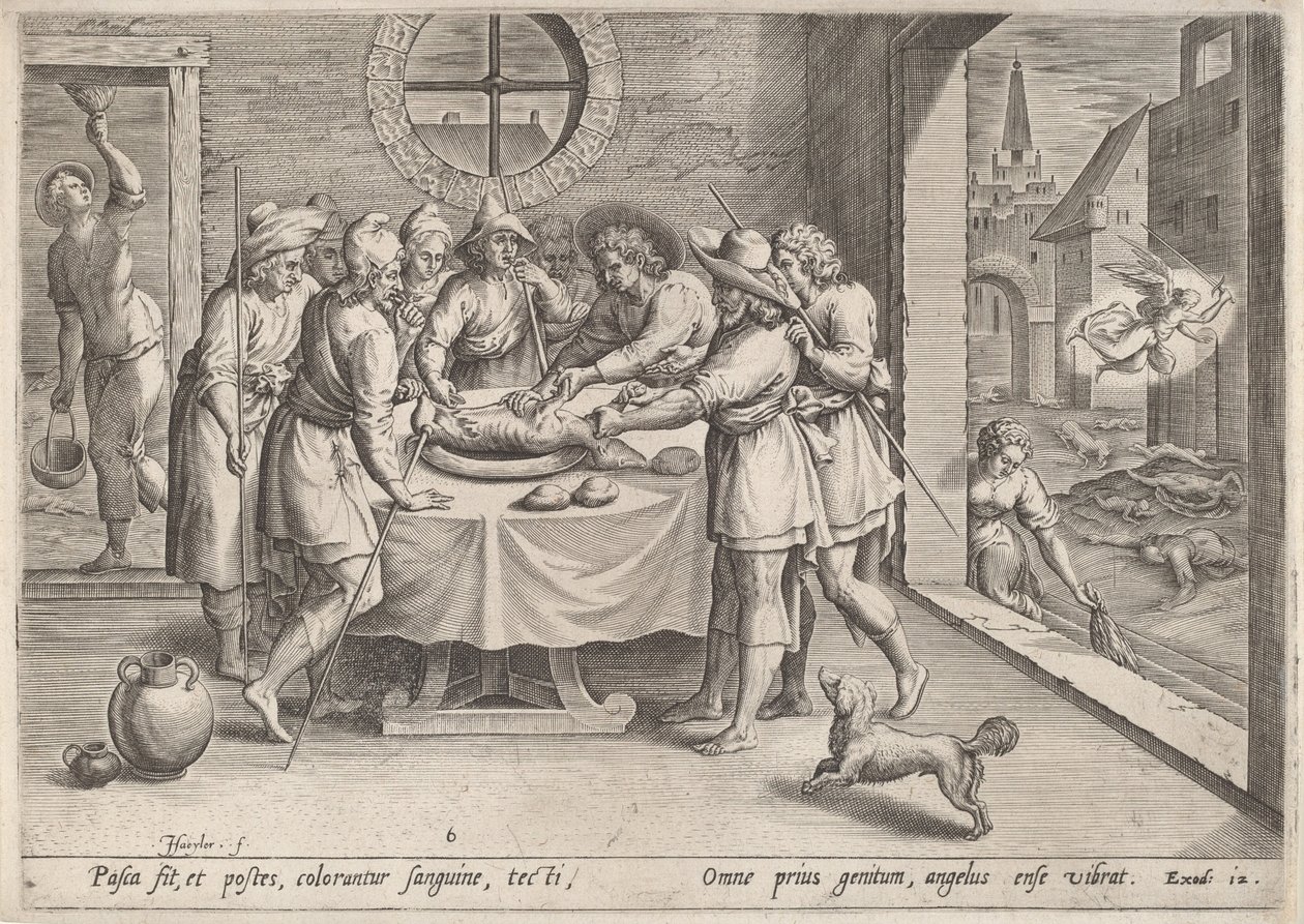 Valmistautuminen pääsiäiseen, noin 1585. tekijältä Johann Sadeler I