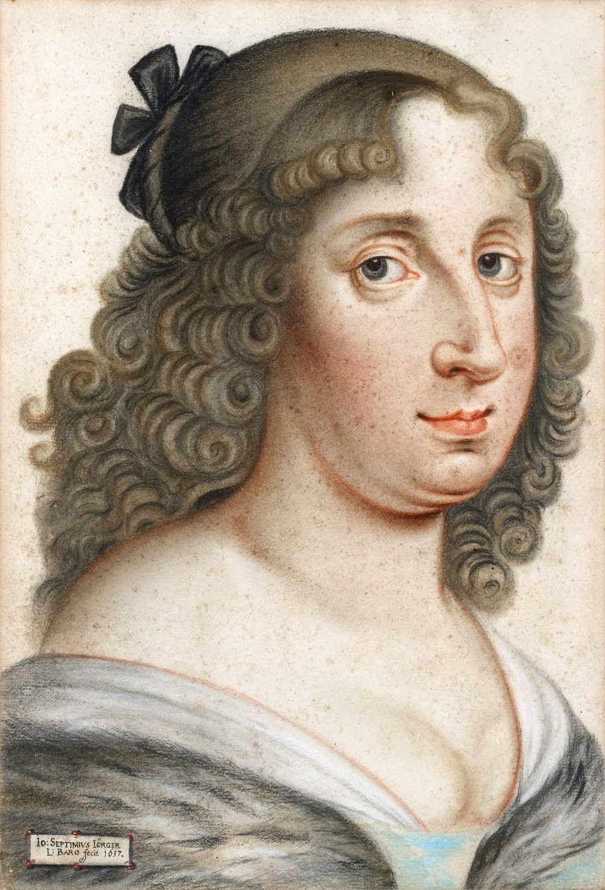 Muotokuva Ruotsin kuningatar Kristiinasta (1626-1689) - Johann Septimius Joerger von Tolletin (1596-1672) teos, pastelli paperille tekijältä Johann Septimius Jörger von Tollet