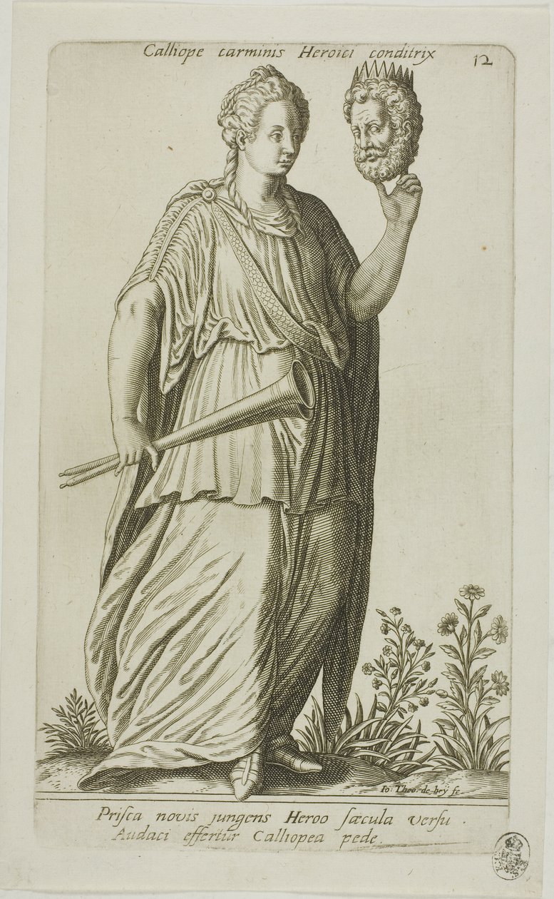Calliope, eeppisen runouden museo, levy 12 Parnassus Bicepsistä tekijältä Johann Theodor de Bry