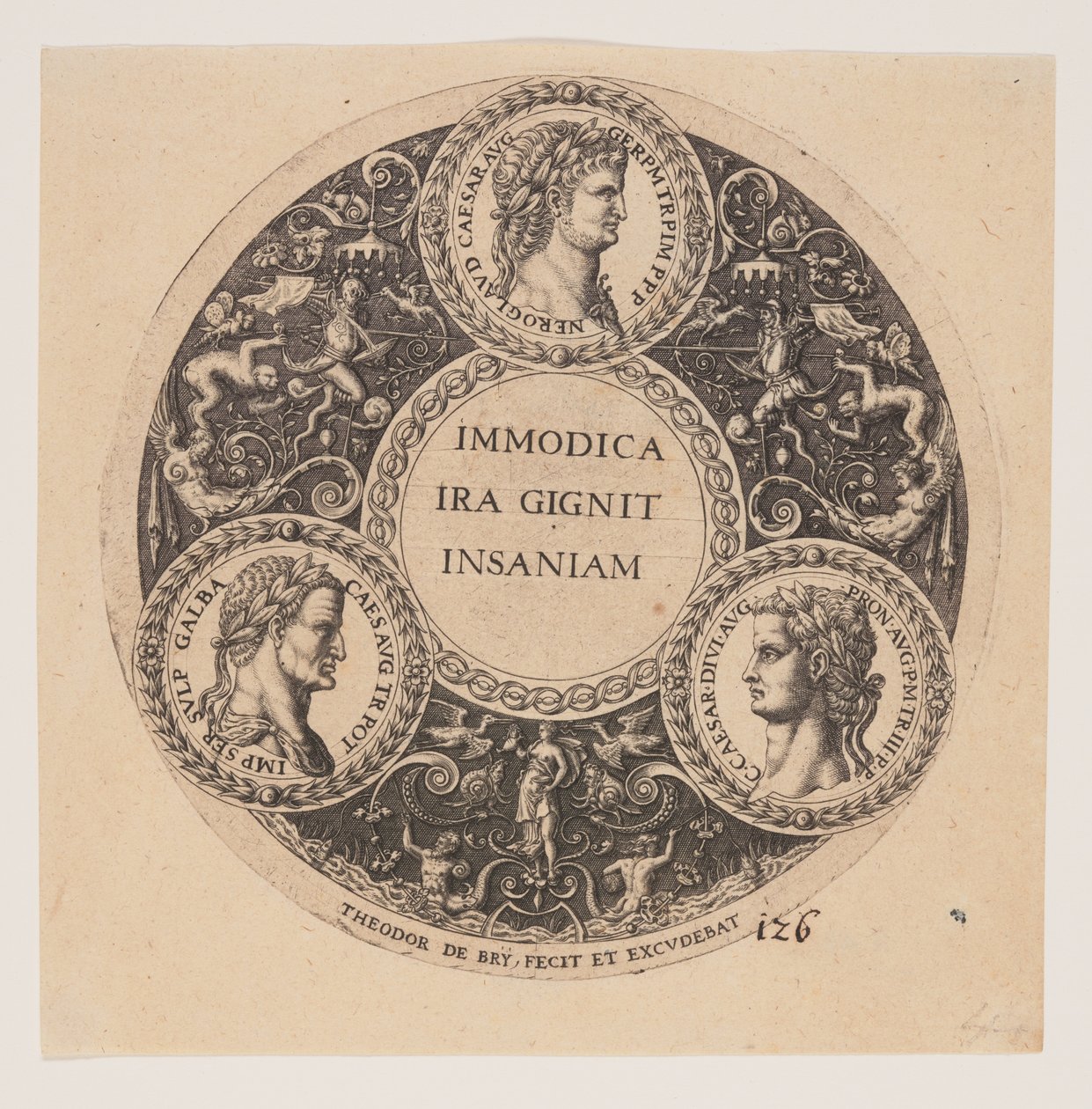 Immodica Ira Gignit Insaniam, Tazzen sisätilojen suunnittelu tekijältä Johann Theodor de Bry