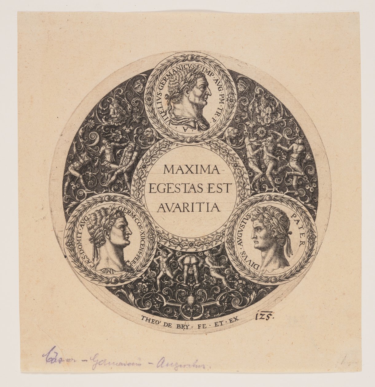 Maxima Egestas Est Avaritia, Jalallisen lautasen suunnittelu tekijältä Johann Theodor de Bry