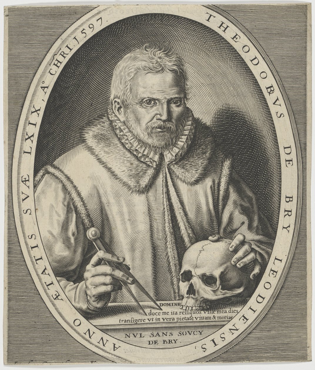 Theodor de Bryn muotokuva 1528-1598, n. 1597. tekijältä Johann Theodor de Bry