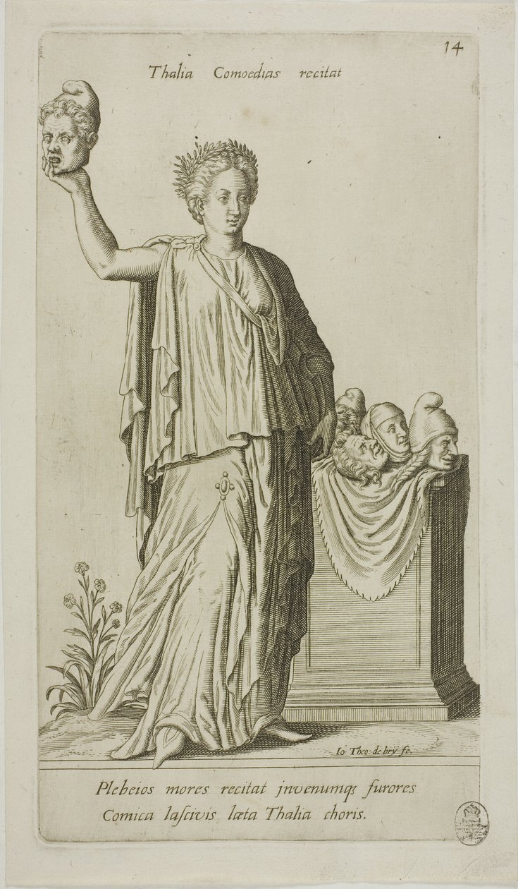 Thalia, komedian muusa, lautanen 14 alkaen Parnassus Bicepsistä tekijältä Johann Theodor de Bry