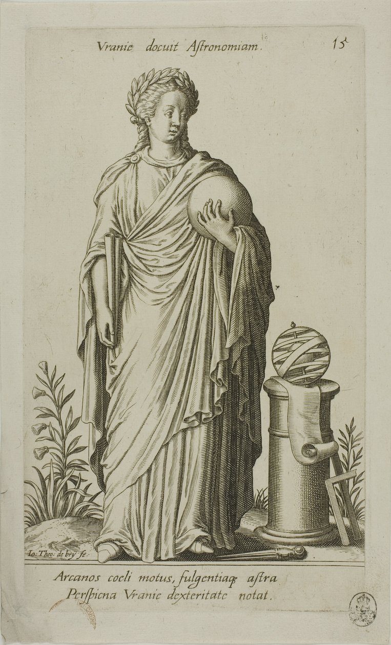 Urania, Muse of Astronomy, levy 15 Parnassus Bicepsistä tekijältä Johann Theodor de Bry
