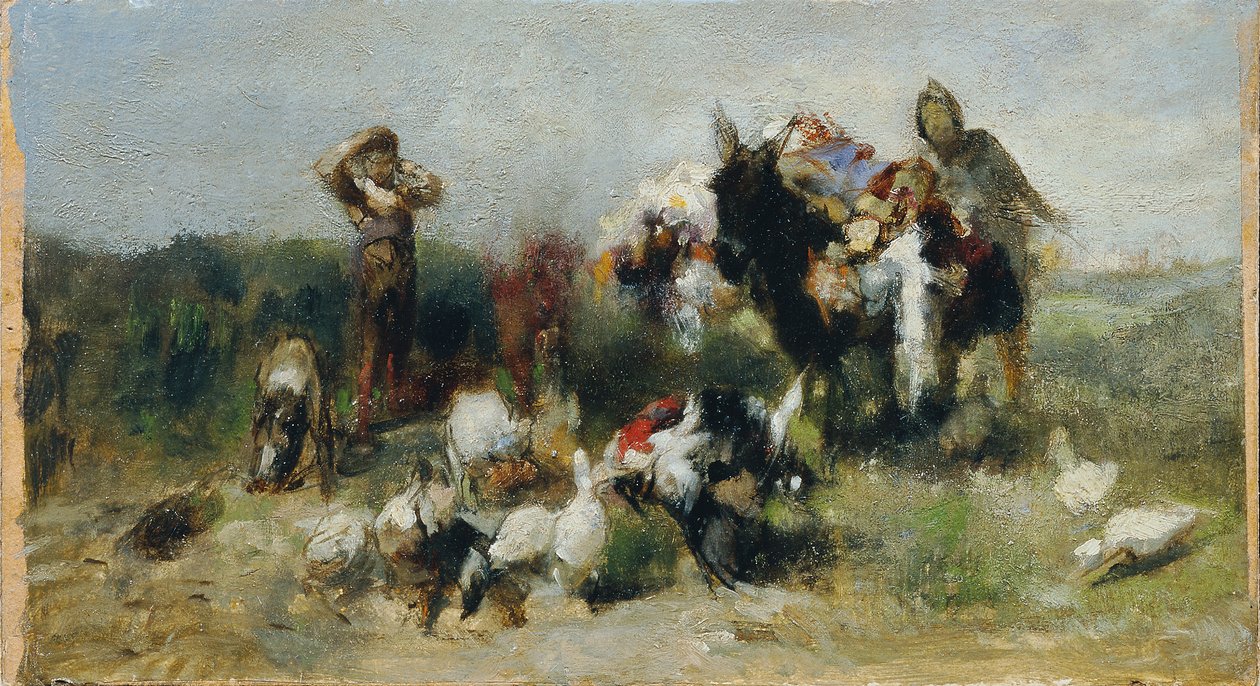 aKohtaus Don Quijotesta (taistelu linnun kanssa) tekijältä Johann  Till der Jüngere