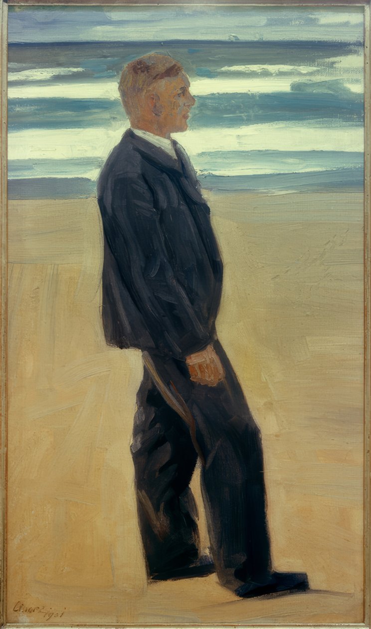 Nuori mies surffauksen edessä tekijältä Johann Vincenz Cissarz
