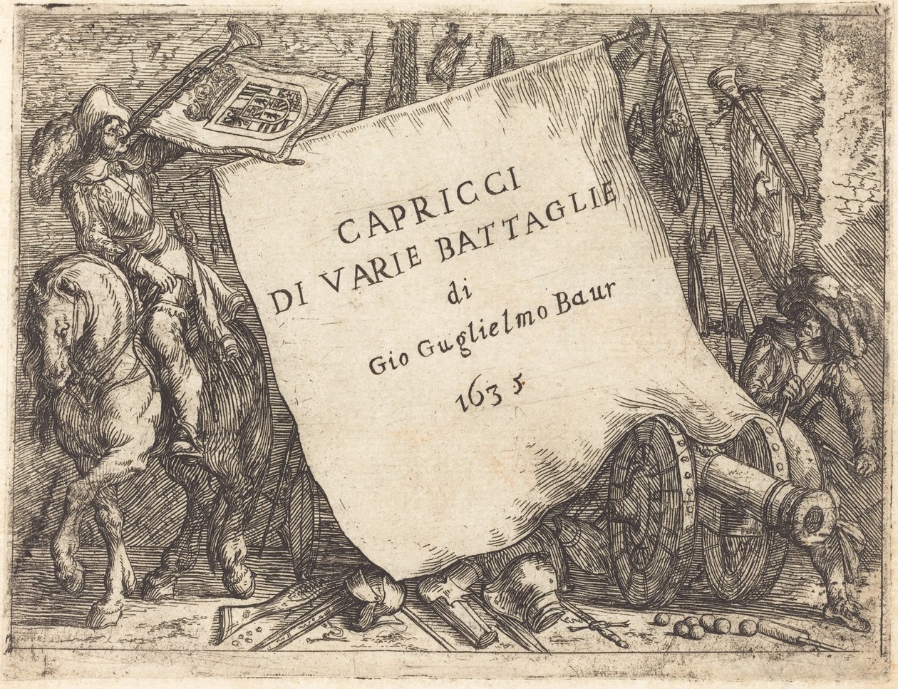 Eri taisteluiden otukset (Titlesivu) tekijältä Johann Wilhelm Baur