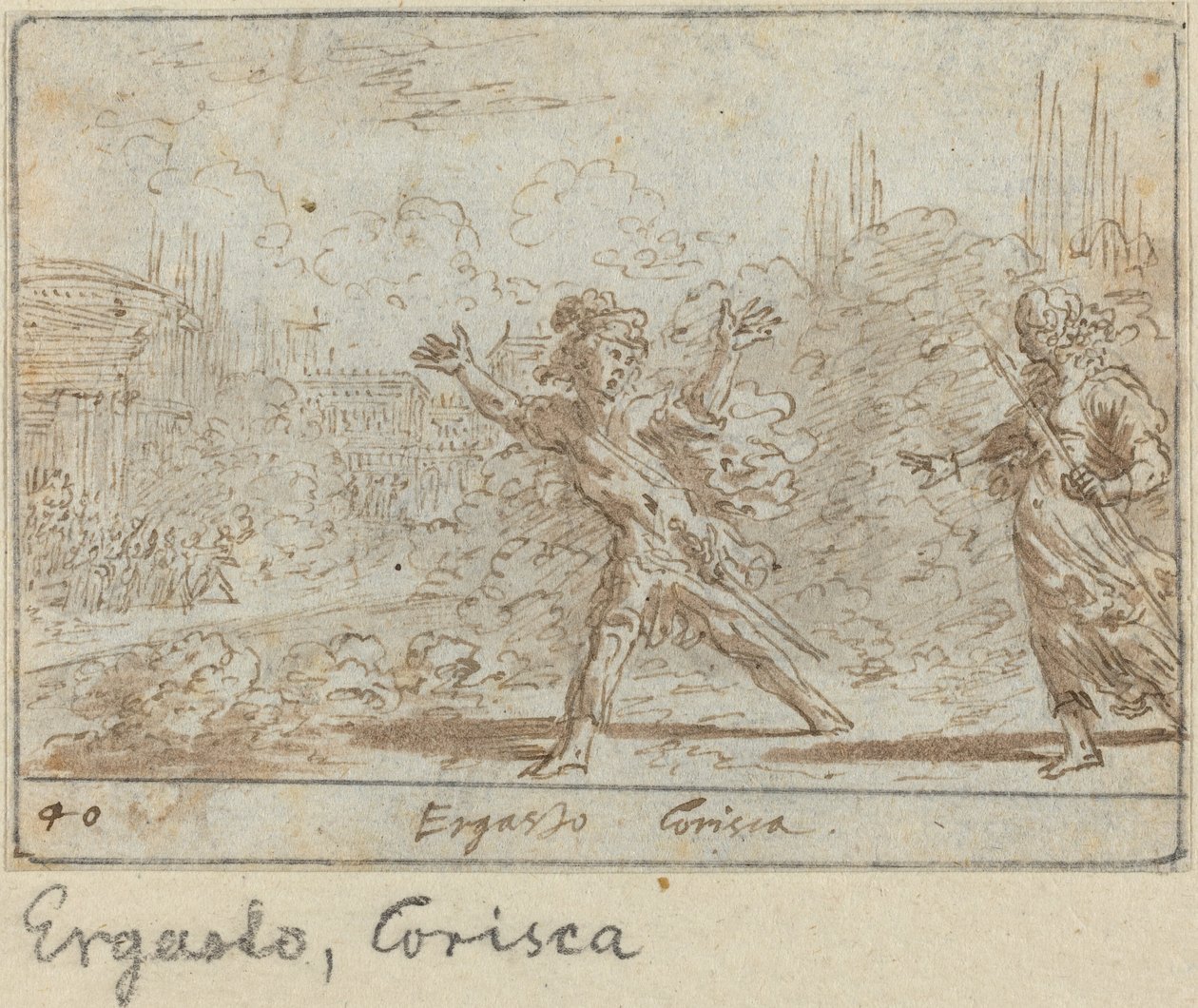 Ergasto ja Corisca, 1640. tekijältä Johann Wilhelm Baur