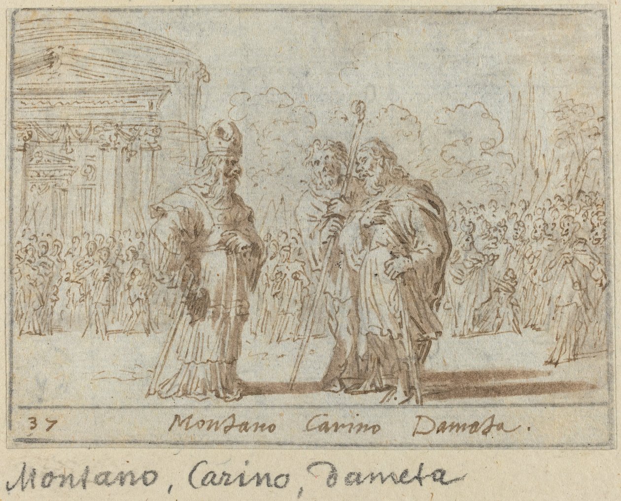 Montano, Carino ja Dameta tekijältä Johann Wilhelm Baur