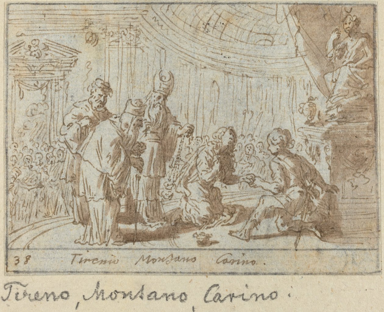 Tirenio, Montano ja Carino tekijältä Johann Wilhelm Baur