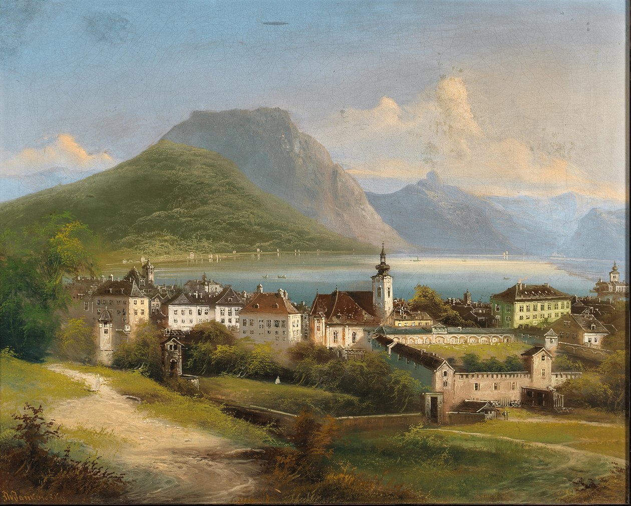 Johann Wilhelm Jankowski Näkymä Gmundenista tekijältä Johann Wilhelm Jankowski