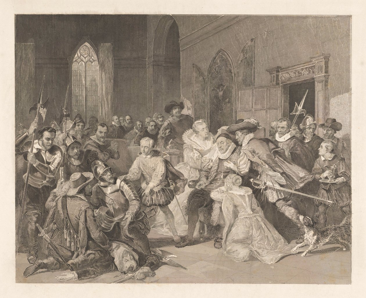 Jean de Jaureguin hyökkäys prinssi William I:tä vastaan ​​18. maaliskuuta 1852 tekijältä Johann Wilhelm Kaiser (I)