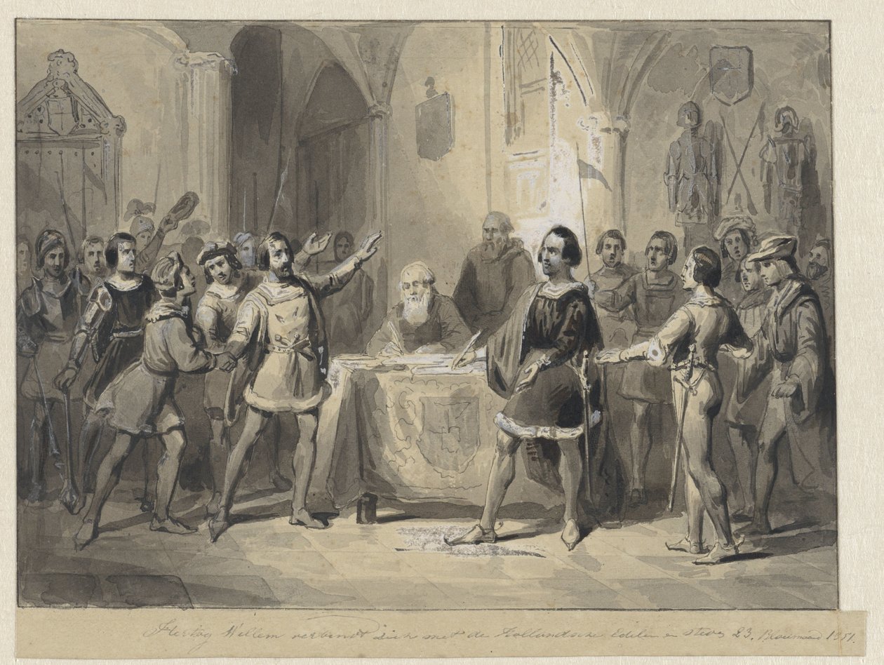 Duke Willem muodostaa yhteyden hollantilaisten aatelisten ja kaupunkien kanssa tekijältä Johann Wilhelm Kaiser (I)