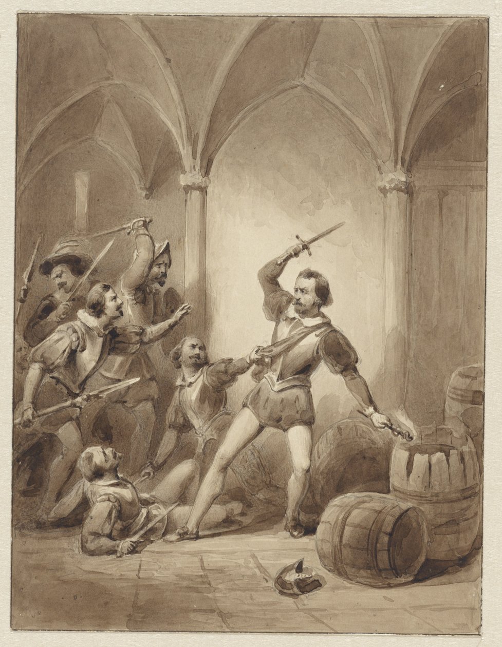 Herman de Ruyterin kuolema Loevesteynissä 1570 tekijältä Johann Wilhelm Kaiser (I)