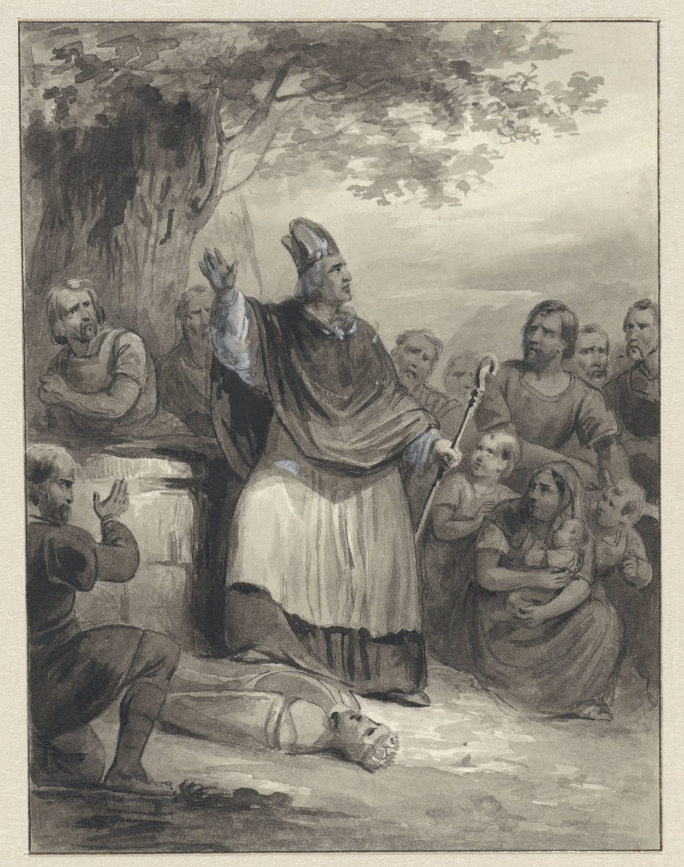 Willibrord julistaa uskoa Walcherenille, 695 tekijältä Johann Wilhelm Kaiser (I)