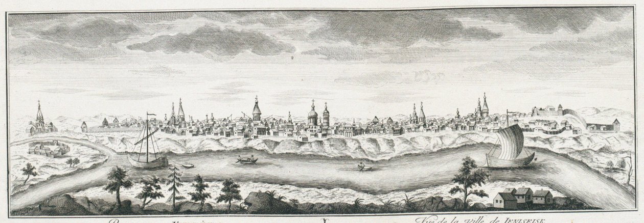 Näkymä Jeniseyskistä, noin 1735 tekijältä Johann Wilhelm Lürsenius