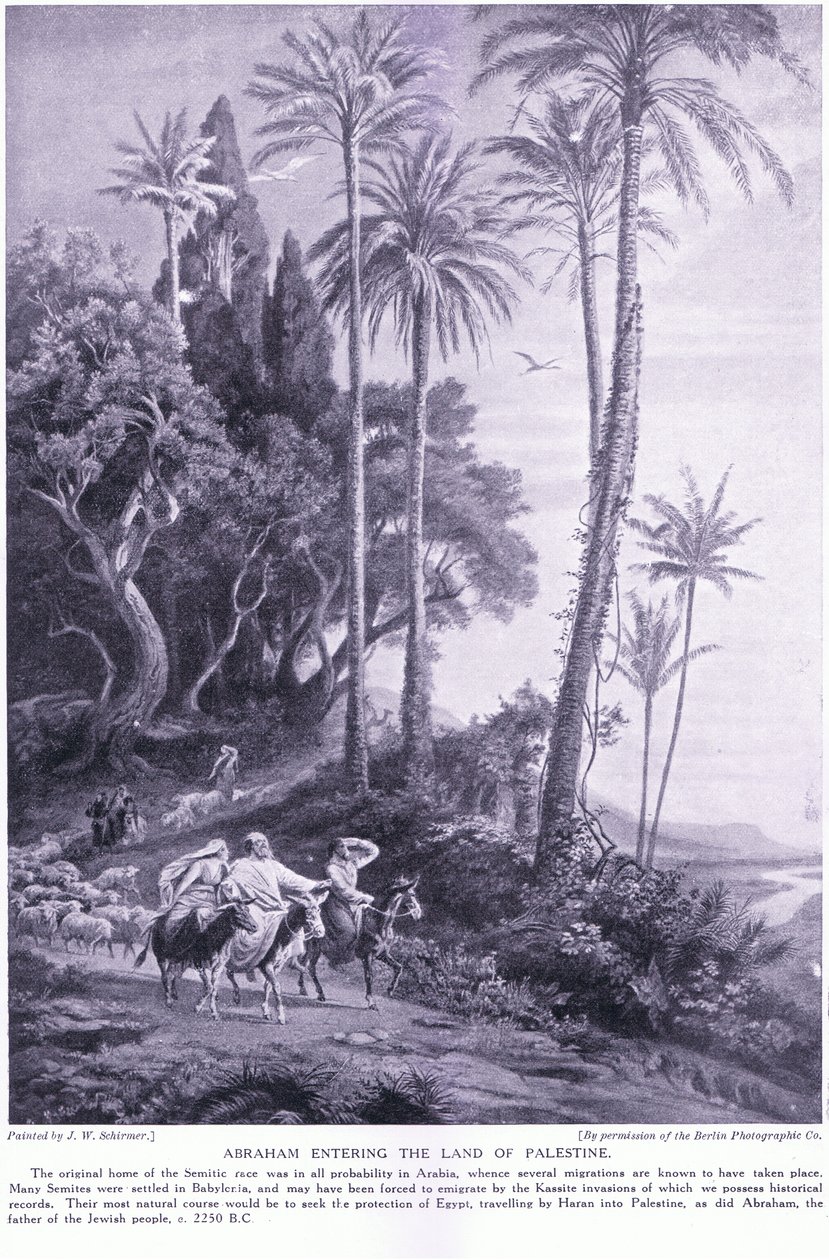 Abraham saapuu Palestiinan maahan vuonna 2250 eaa tekijältä Johann Wilhelm Schirmer