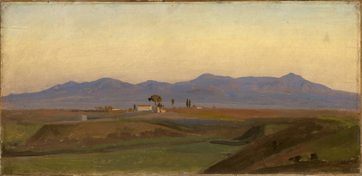 Näkymä Rooman Campagnalta Sabinivuorille tekijältä Johann Wilhelm Schirmer