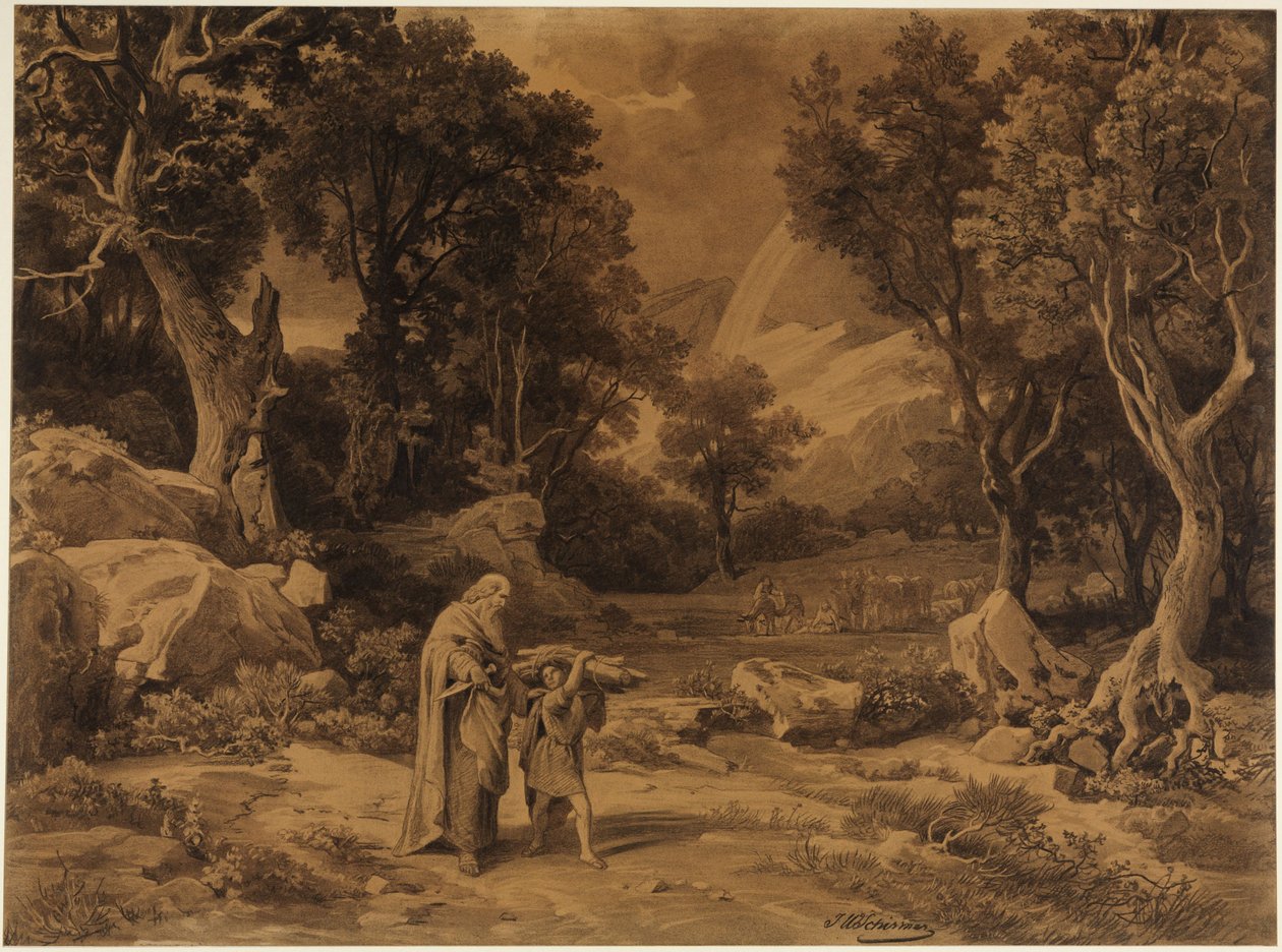 Matka uhraamaan (1. Mooseksen kirja 22:6) tekijältä Johann Wilhelm Schirmer