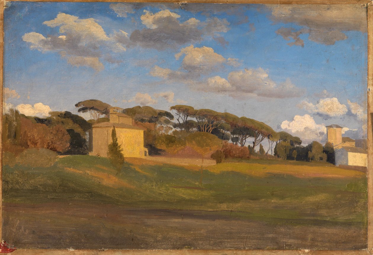 ”Casina di Raffaello” ja näköalatorni Villa Borghesen puistossa tekijältä Johann Wilhelm Schirmer