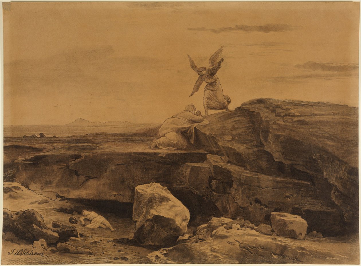 Hagarin pelastaminen (1. Mooseksen kirja 21, 17) tekijältä Johann Wilhelm Schirmer