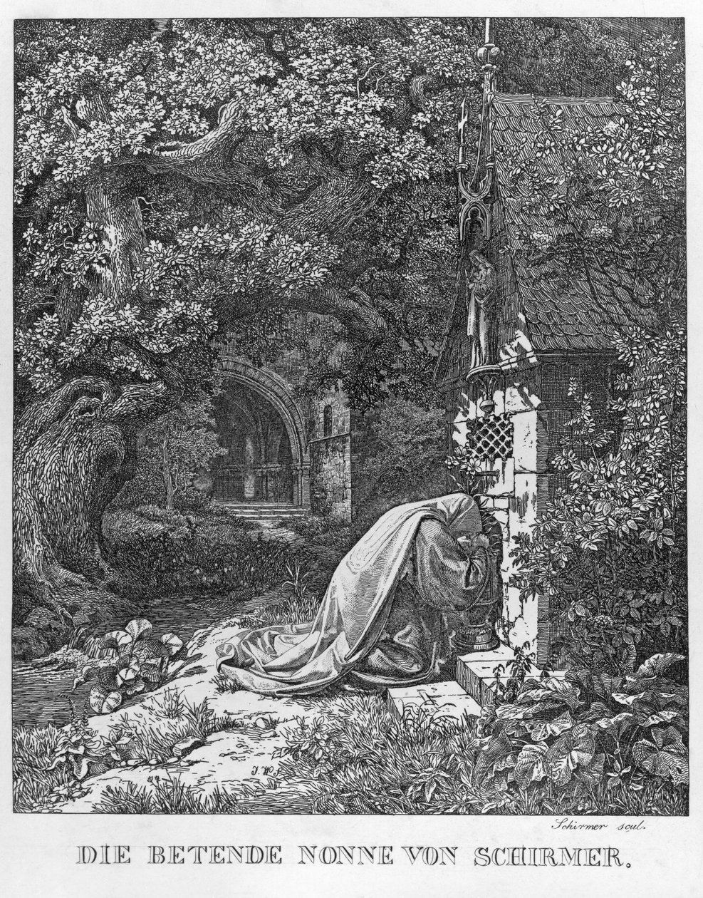 Rukoileva nunna tekijältä Johann Wilhelm Schirmer