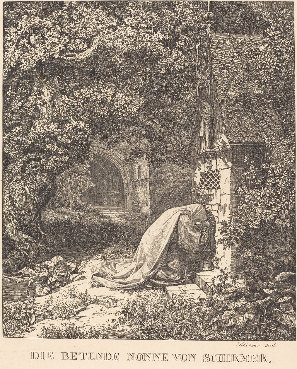 Rukoileva Nunna tekijältä Johann Wilhelm Schirmer