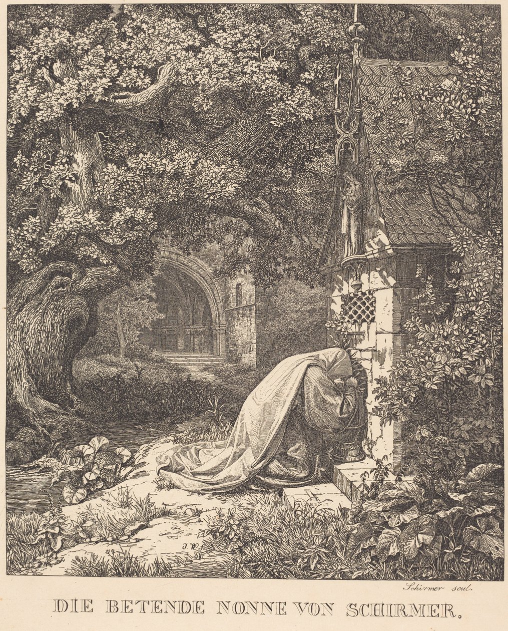 Rukoileva nunna tekijältä Johann Wilhelm Schirmer