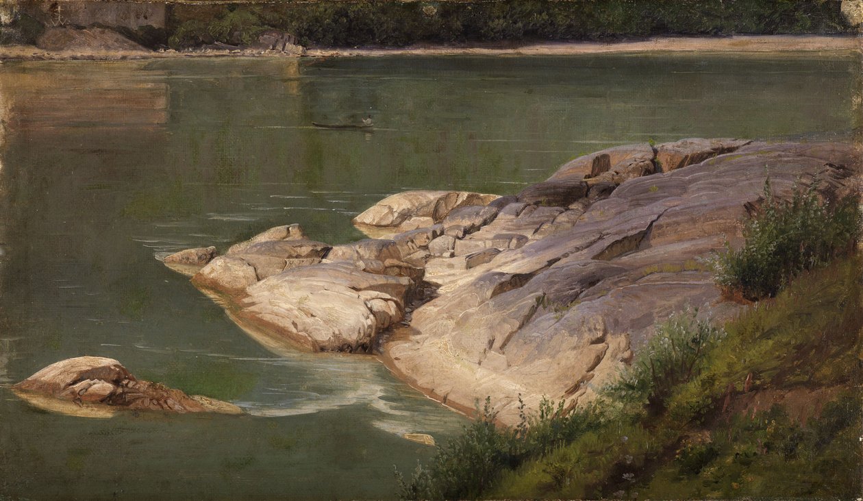 Kallioinen joenranta tekijältä Johann Wilhelm Schirmer