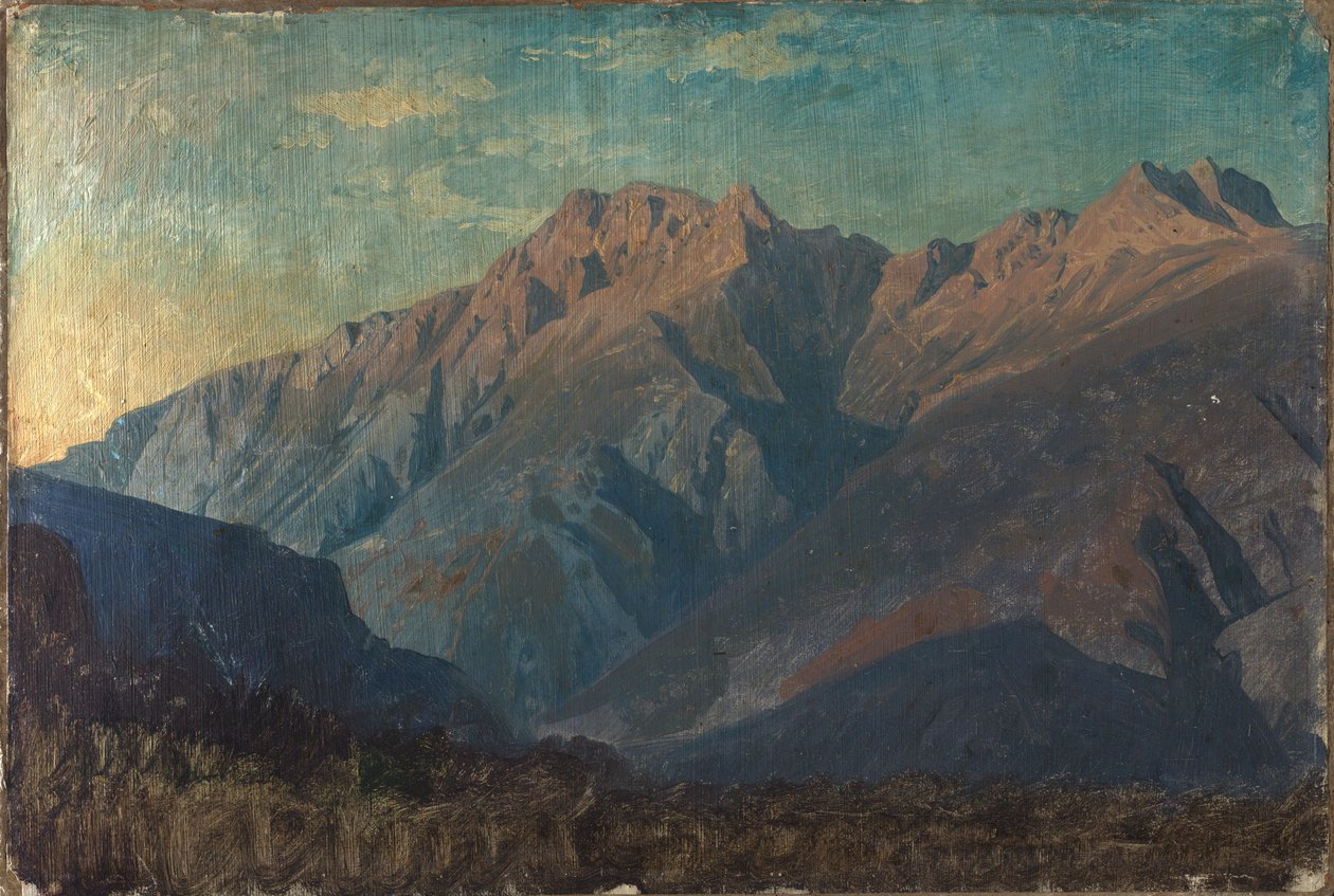 Kalliomassiivi (luultavasti) Graubündenissä tekijältä Johann Wilhelm Schirmer