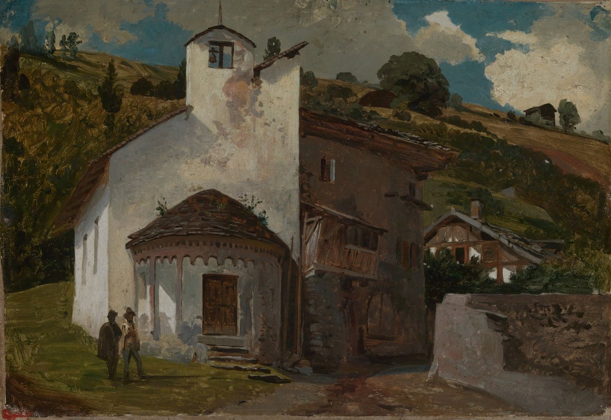 Kappeli alppikylässä tekijältä Johann Wilhelm Schirmer