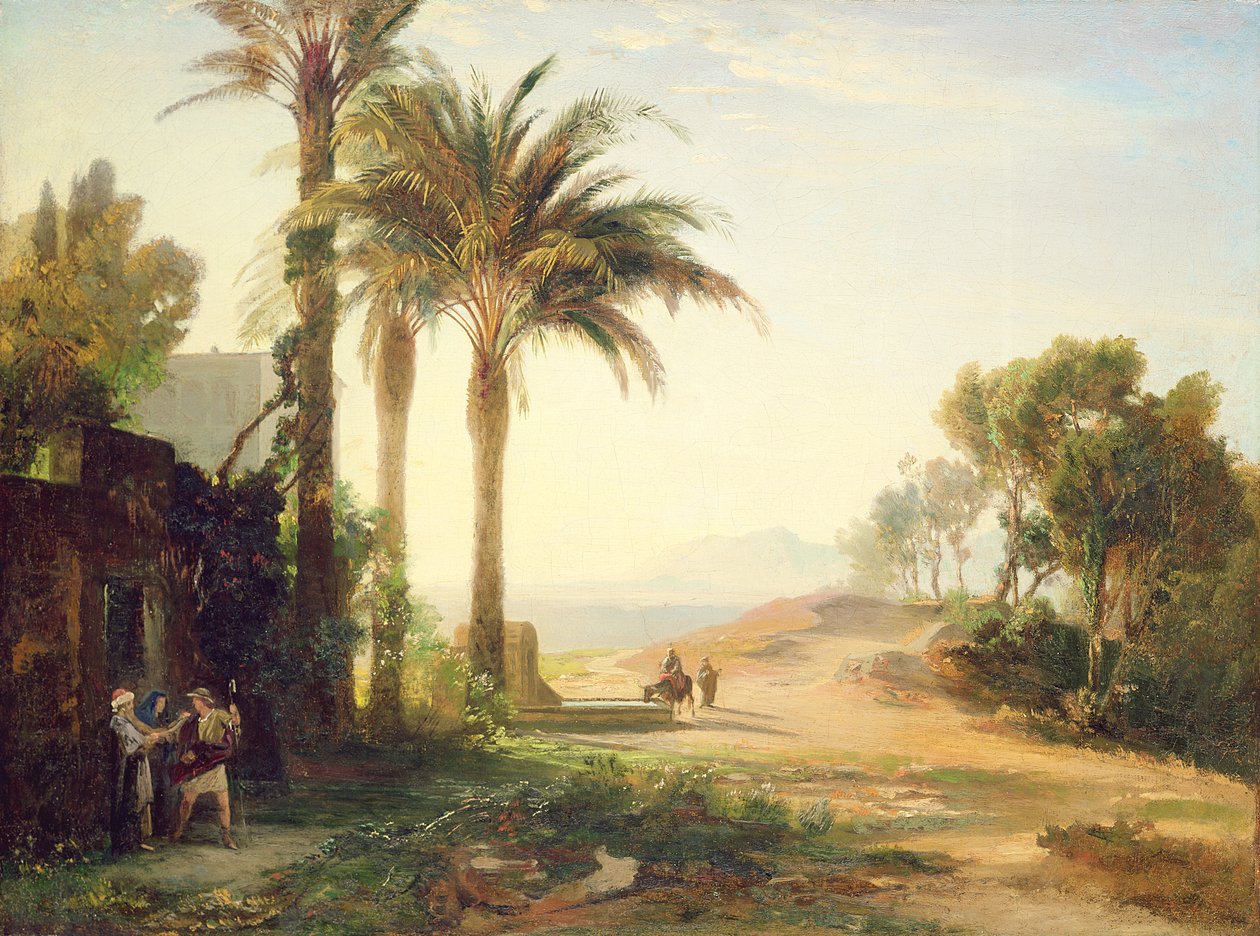 Miehen lähtö Jerikoon (aamu) n. 1856 tekijältä Johann Wilhelm Schirmer