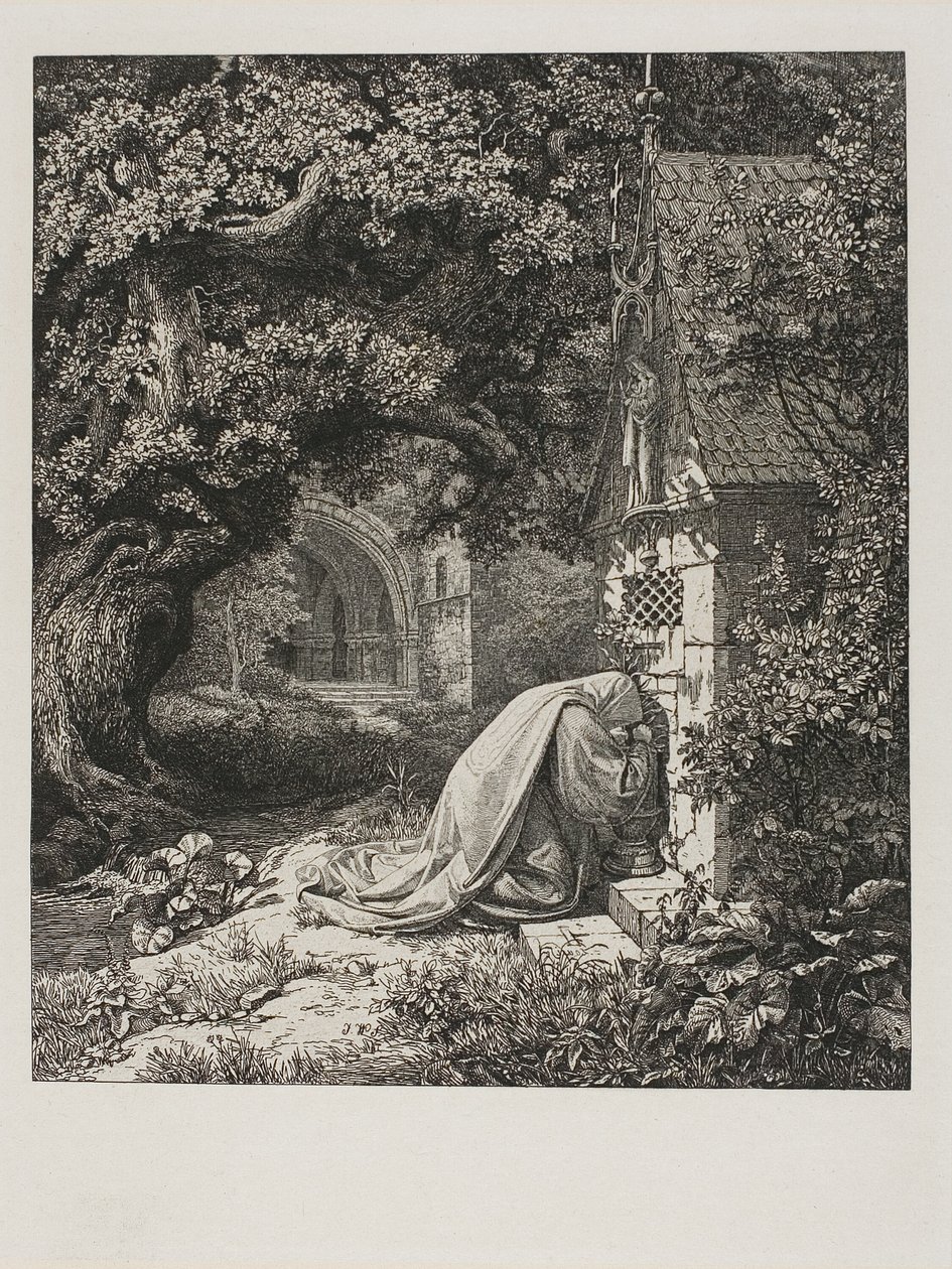 Rukoileva Nunna tekijältä Johann Wilhelm Schirmer