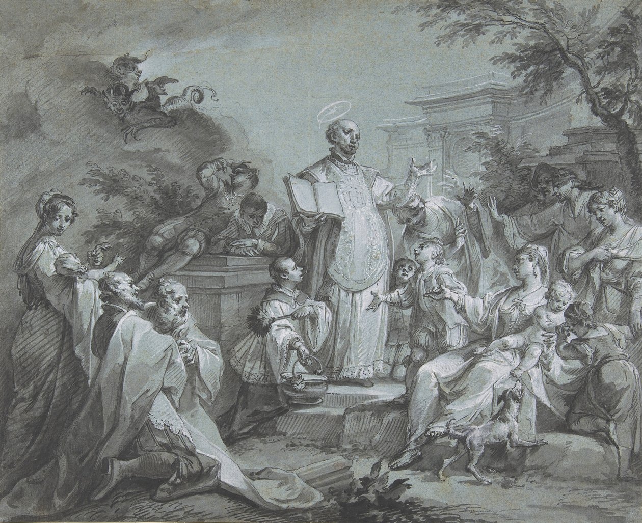 Pyhä Ignatius Loyolalainen saarnaa, ennen vuotta 1761. tekijältä Johann Wolfgang Baumgartner