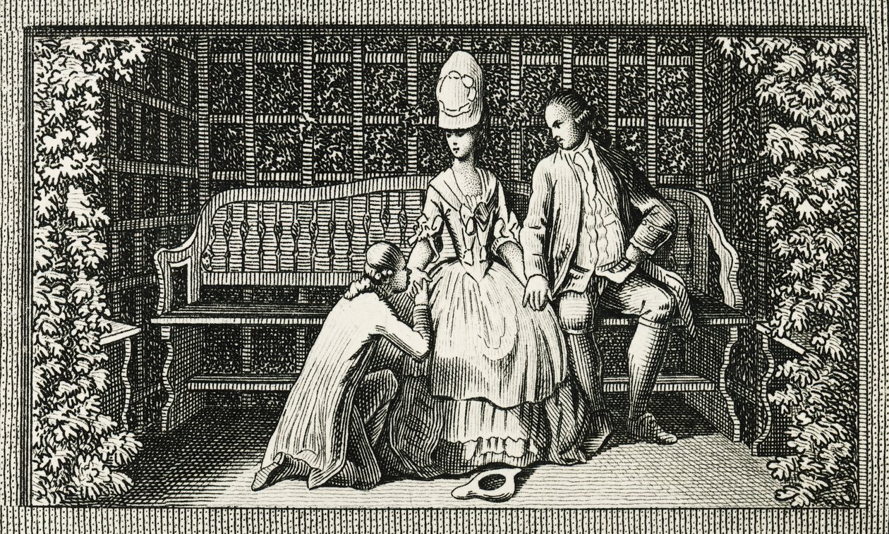 Nuoren Wertherin surut, Johann Wolfgang von Goethen (1749-1832) romaanin inspiroima kaiverrus, Saksa, 1700-luku tekijältä Johann Wolfgang von Goethe