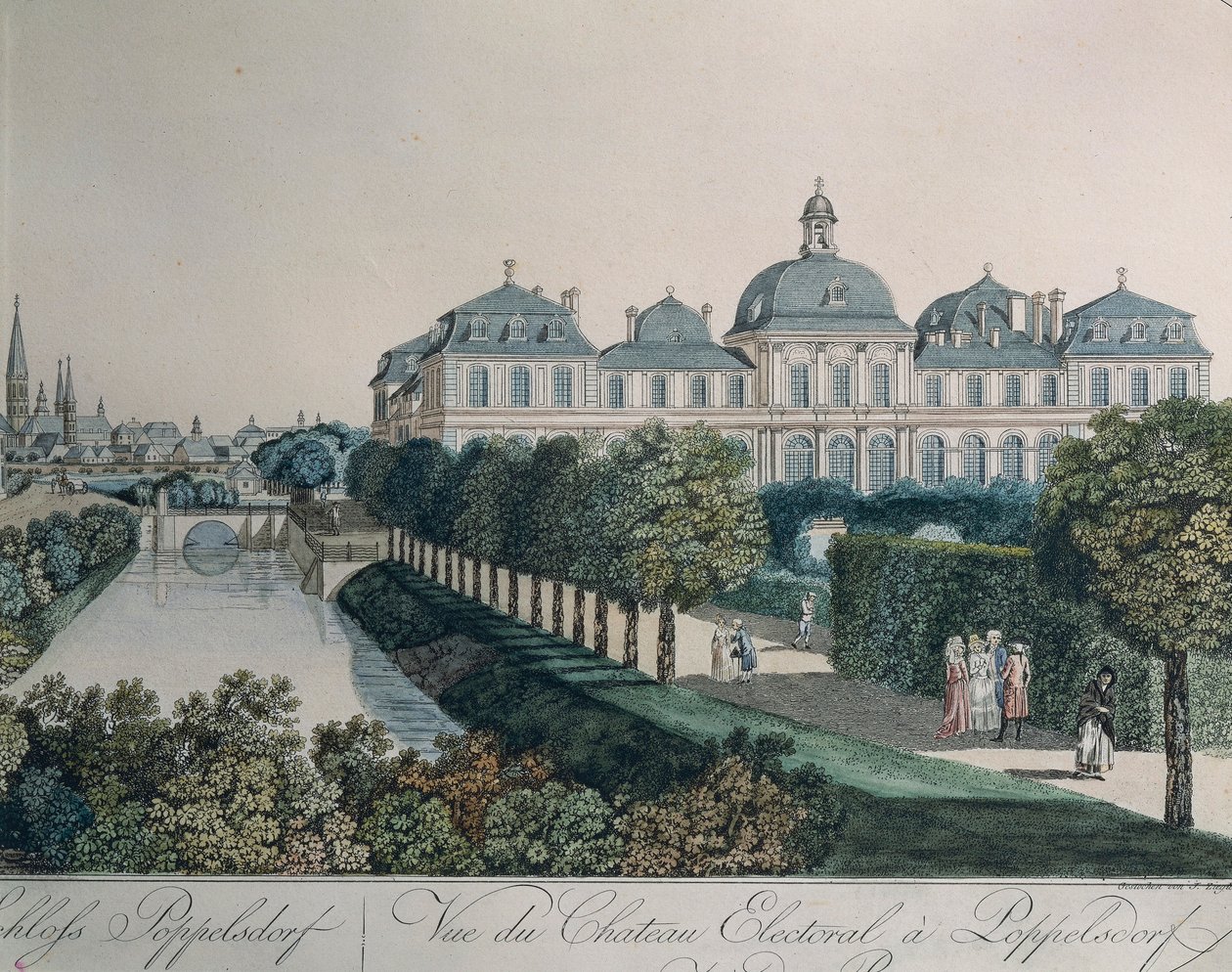 Johann Zieglerin Prinssin vaaliruhtinaskunnan palatsi Poppelsdorfissa Bonnin lähellä tekijältä Johann Ziegler