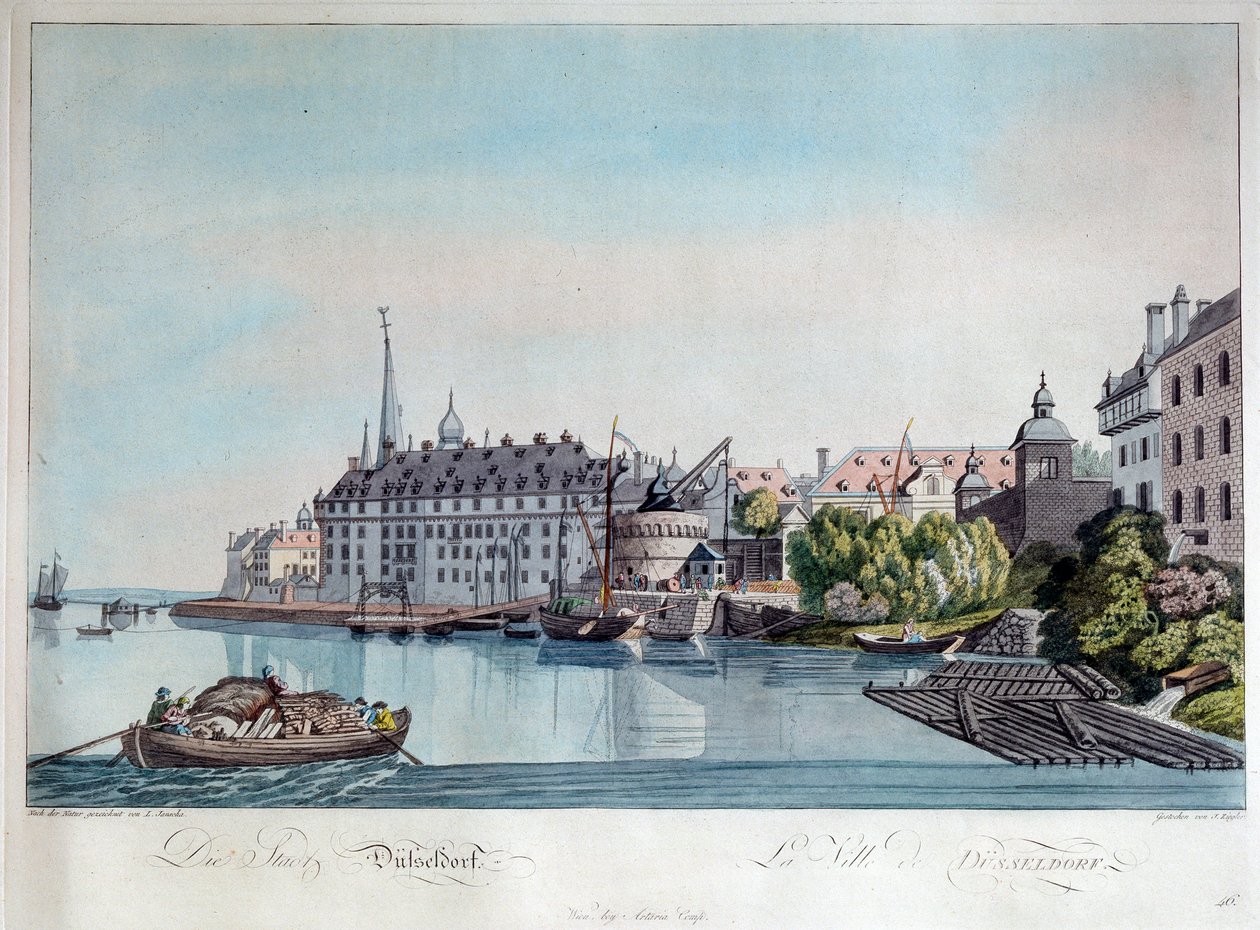 Näkymä Düsseldorfista ennen Ranskan pommi-iskua 6. lokakuuta 1794 1798. tekijältä Johann Ziegler