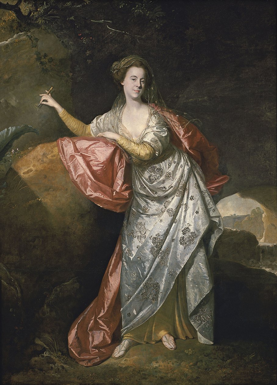 Ann Cargill syntyi Brown Mirandana Shakespearen Myrskyssä. Lontoo, Covent Garden Theatre tekijältä Johann Zoffani