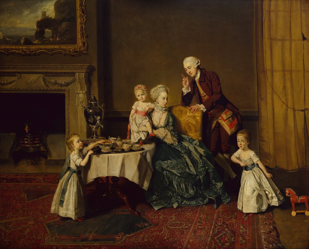 Ryhmämuotokuva John 14th Lord Willoughby de Brokesta ja hänen perheestään tekijältä Johann Zoffany