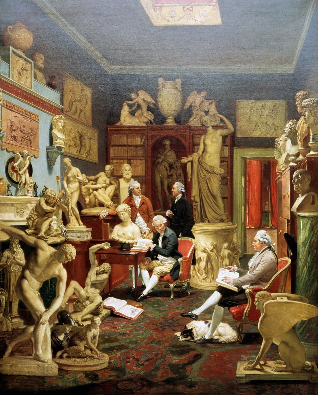 Charles Townley veistosgalleriassa, Park Street, Lontoo 1782, maalaus Johann Zoffany (1733-1810), öljy kankaalle tekijältä Johann Zoffany
