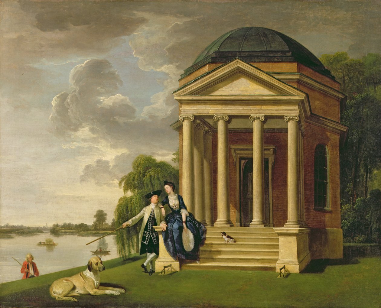 David Garrick (1717-79) ja hänen vaimonsa Shakespearen temppelissä Hamptonissa, n. 1762 (öljy kankaalle) tekijältä Johann Zoffany