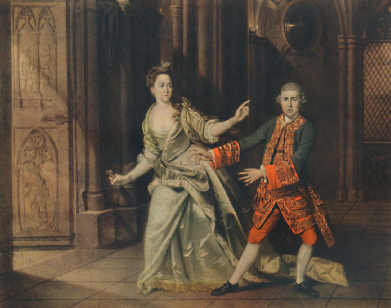 David Garrick ja rouva Pritchard kuin Macbeth ja Lady Macbeth, 1768, 1948. tekijältä Johan Joseph Zoffany