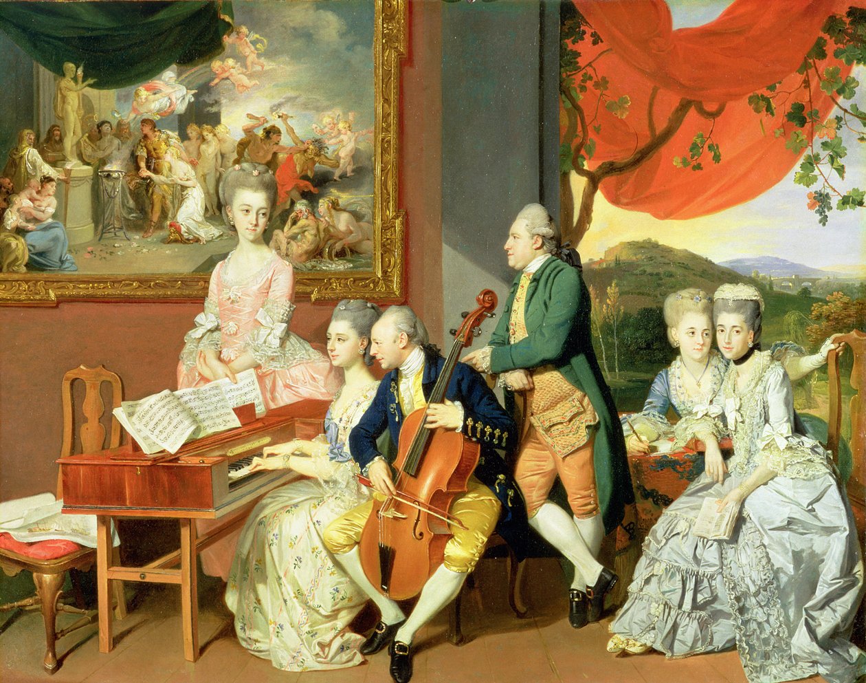 George, 3. Earl Cowper, Charles Goren perheen kanssa, n. 1775 (öljy kankaalle) tekijältä Johann Zoffany