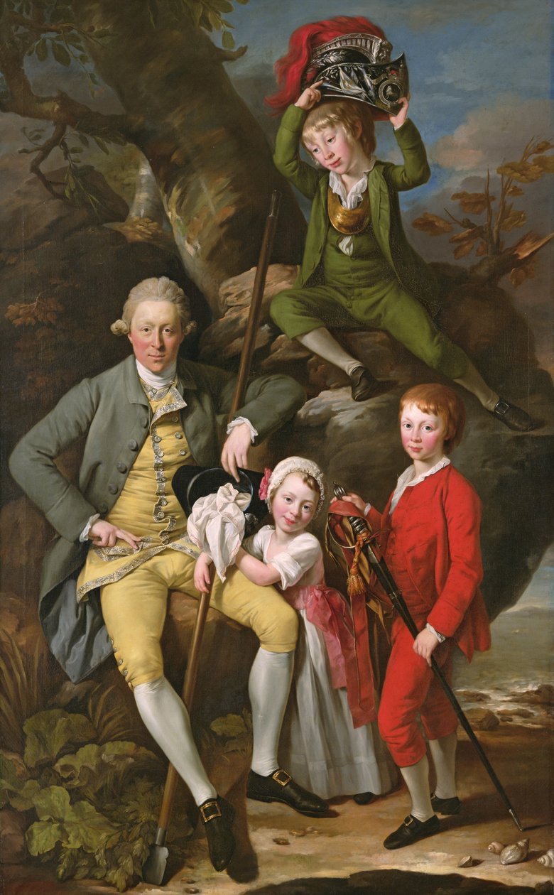 Henry Knight of Tythegston ja hänen kolme lastaan, noin 1770 (öljy kankaalle). tekijältä Johann Zoffany